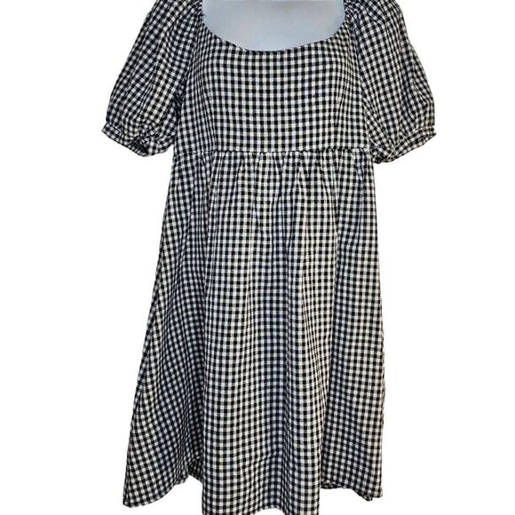 Pomander Place Abigail Dress Womens Size M Mini Black White Gingham Check - Picture 1 of 9